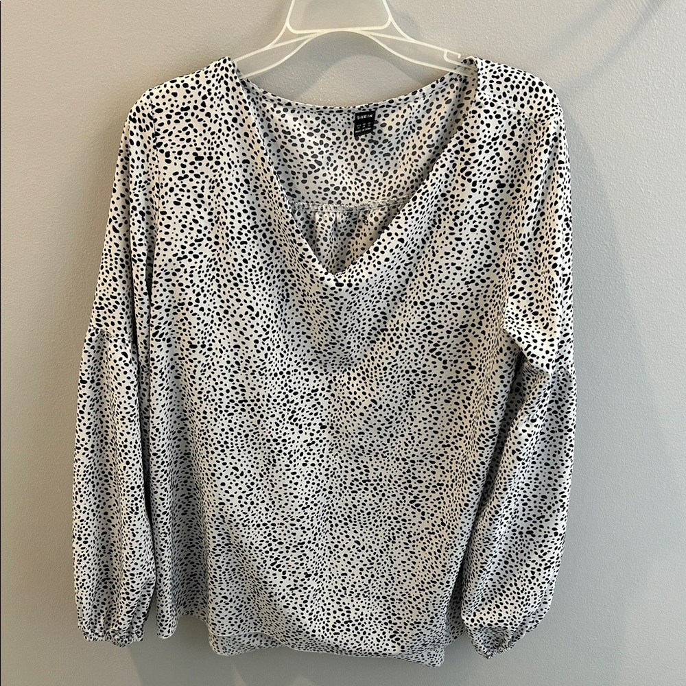 SHEIN Black and White Polka Dot Top